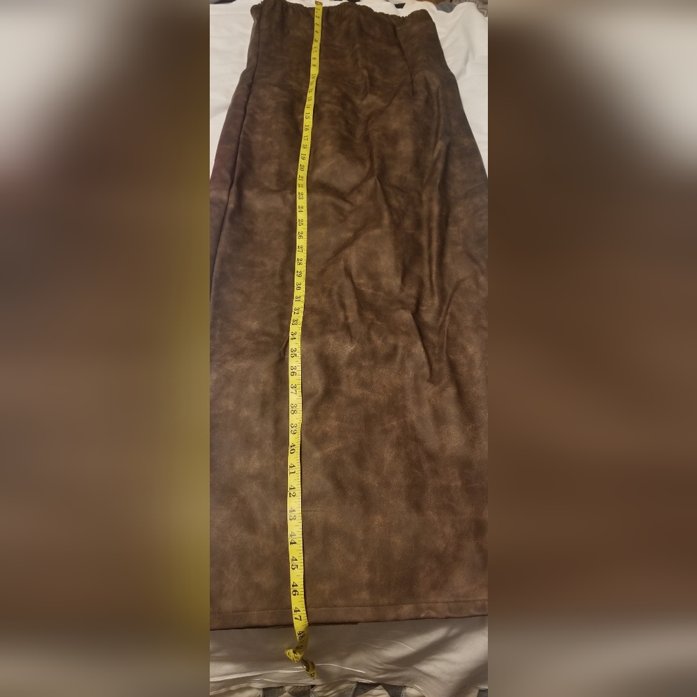 NWOT Prettylittlething Shape Brown Washed Effect Faux Leather Size 6 - Picture 12 of 14